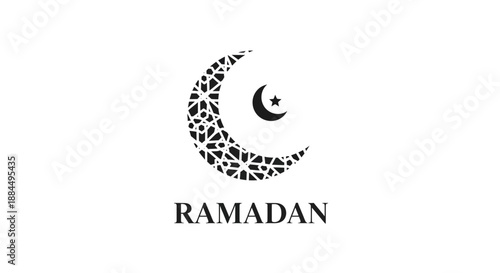 Ramadan Crescent Moon Symbol with Star.
