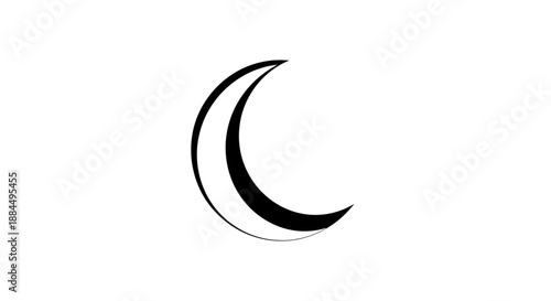 Crescent Moon Shape Silhouette Icon.
