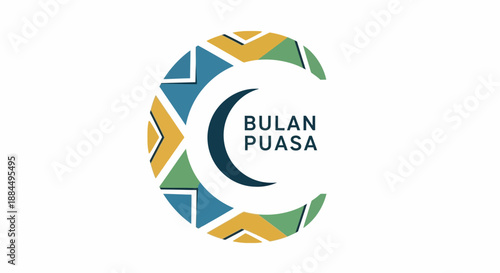 Bulan Puasa Logo Design with Crescent Moon.