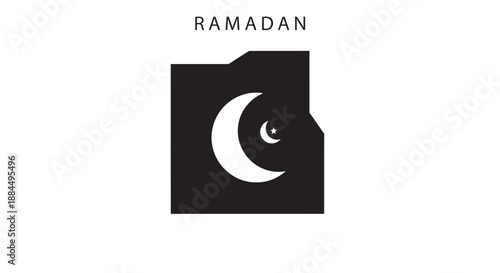 Ramadan Crescent Moon Symbol Illustration Design.