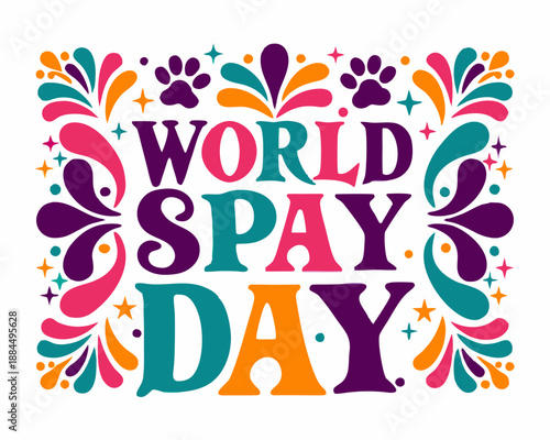 WORLD SPAY DAY vector illustration isolated on white background