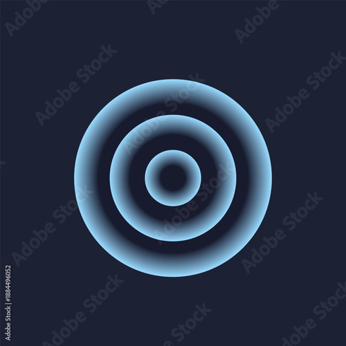 Sound wave ripple effect, glow wi-fi or radar or sonar digital sign on dark background. Abstract white signal of radion station. Water ripple effect, touch circle place, pulse, vector illustraion.