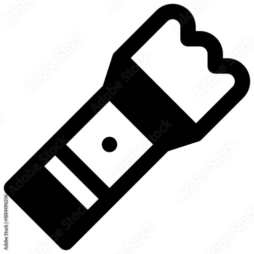 Torch. Outlined stroke vector icon with black-filled details.