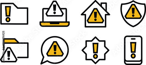 Icon Vector Set alerts, watch, message, advice for Website, UI UX, and Digital Content