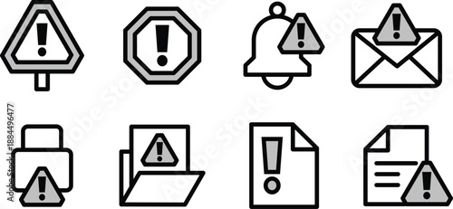 Icon Vector Set error, advise, caution, alert for Website, UI UX, and Digital Content