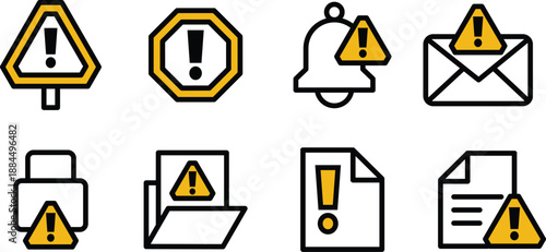 Icon Vector Set safety, notification, warning for Website, UI UX, and Digital Content
