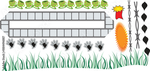 A simple garden scene with raised bed and fence