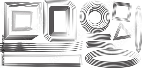 Variety of metal or plastic profiles and shapes cut out in different forms and sizes for industrial use