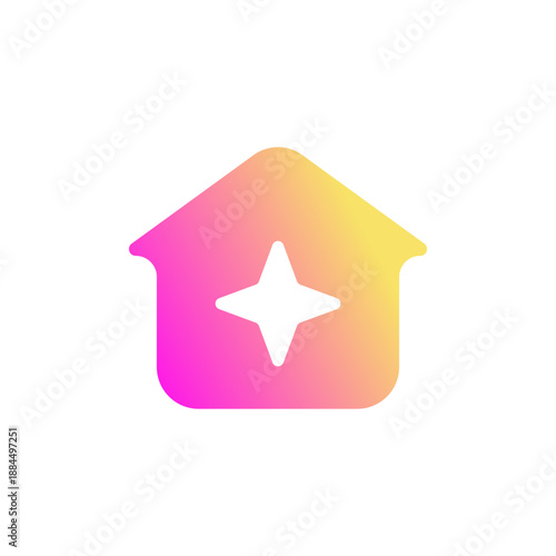 House Icon Gradient magenta yellow with star