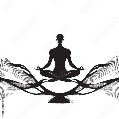 Black Digital Detox Silhouette Vector, High Quality Illustration on White Background