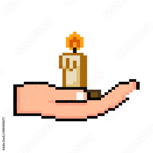 Hand Holding Candle Hope Pixel