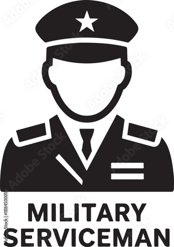 Print Military Serviceman Icon in Uniform