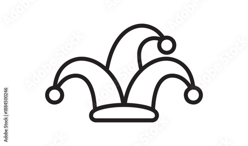 Thick Line Art Illustration of a Jester Hat for Prank, Joke, and Entertainment Symbols