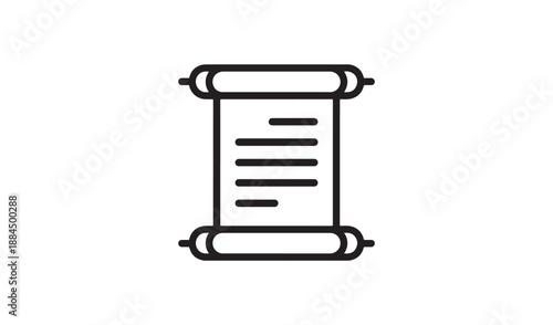 Ancient Scroll Paper Icon with Text Lines for History, Law, and Literature Themes