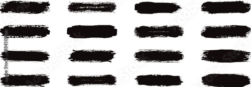 Set of paint brush stroke and abstract grunge banner for graphic background decoration. Watercolor splatter, ink splash. Vector frame art or texture element.