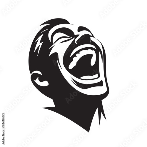 Black laughter Silhouette Vector, High Quality Illustration on White Background