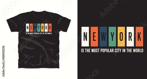 New york city typography design with vintage color blocks for apparel and urban fashion graphics