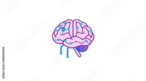 Machine Learning Brain Icon - Modern Flat Design for AI and Technology Concepts