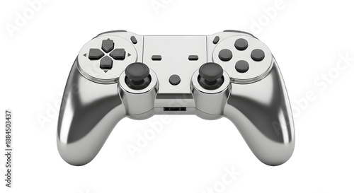 Silver gaming controller isolated on white background transparent background