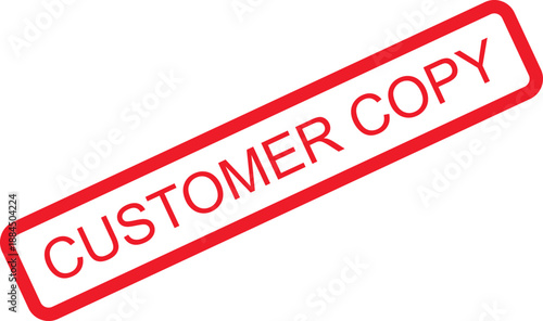 Red stamped customer copy text on white background illustration viewed from directly above