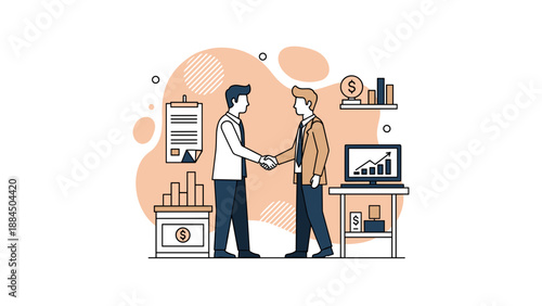 Successful Business Partners Shaking Hands After Closing a Deal.