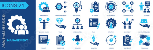 Management icon collection set glyph color
