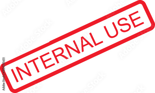 A red stamp with the words INTERNAL USE on a plain background from a diagonal viewpoint