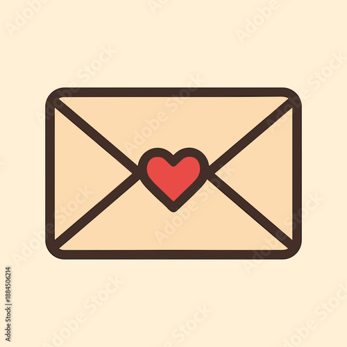 Cute envelope with a heart symbol in a minimalistic design