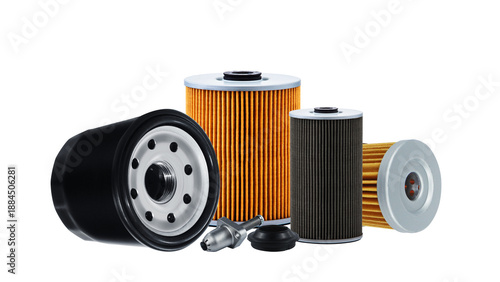 Fotografija Auto parts accessories Oil , fuel or air filter for engine car isolated on white background
