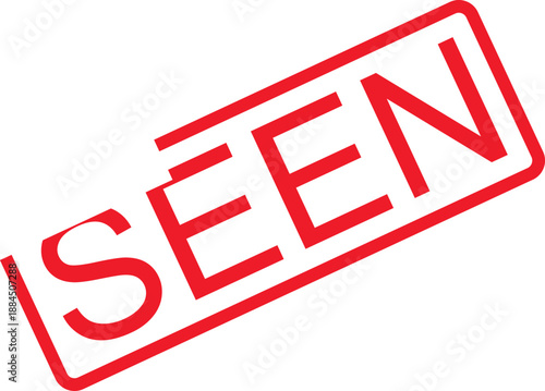 A red stamp with the word SEEN displayed prominently on a plain surface