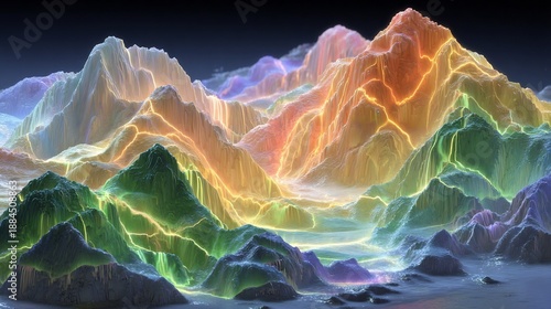 Abstract Colorful Mountain Landscape.