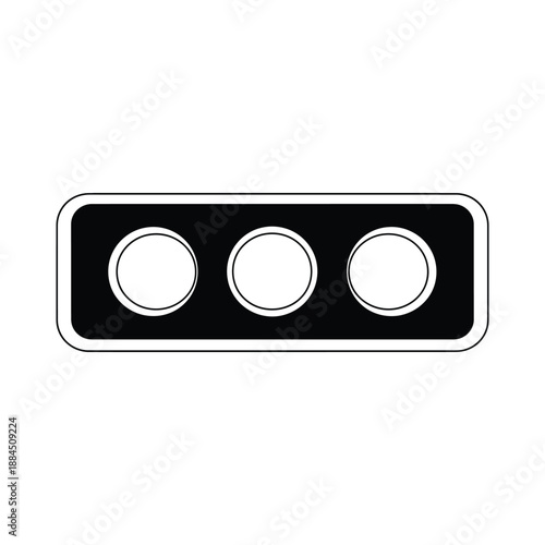 Minimalist Black Rectangle with Three White Circles Design Illustration