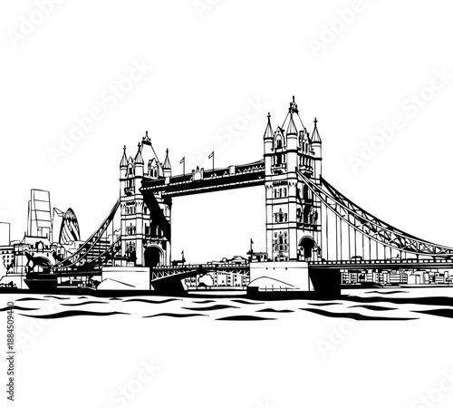 Tower Bridge in London with its bascules 