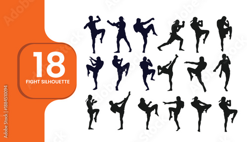 Martial Arts Fighting Silhouettes Collection
