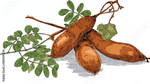 Tamarind Vector Clipart for Art and Illustration with Outline Design