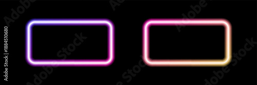 Glowing neon frames with glowing pink and purple light effects, futuristic portal gateway, vibrant and LED illumination border, abstract vector frame composition.