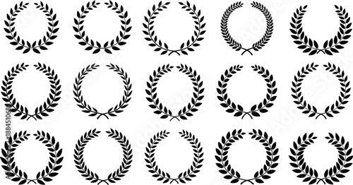 Laurel wreath silhouette set - vector illustration. black colored