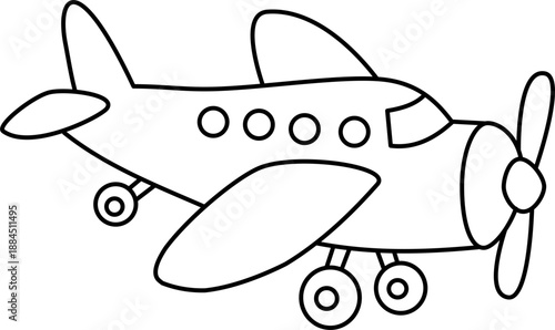 Outline drawing of an airplane, suitable for travel industry presentations, educational materials, or childrens coloring pages and books.