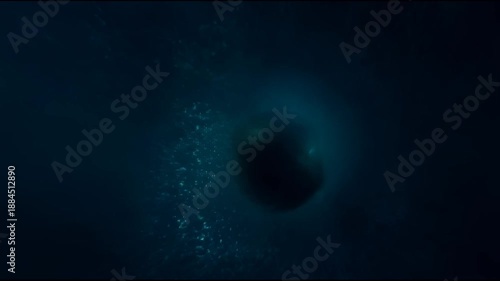 A submarine in the dark depths of the ocean fires a volley of two torpedoes that rush forward, leaving bubbling trails of bubbles behind