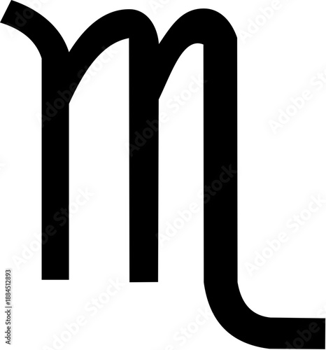 Symbol for the zodiac sign scorpio in black ink, suitable for astrology websites, horoscope blogs, tattoo designs, and stationery products.