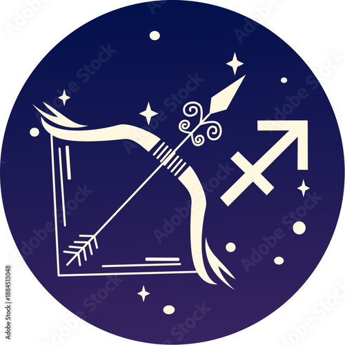 Sagittarius zodiac symbol on blue background ideal for astrology blogs, horoscope websites, personal readings, and zodiacinspired designs.