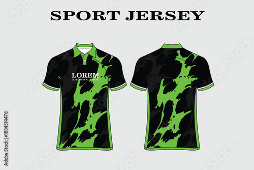 Vibrant Green and Black Sport Jersey Design for Activewear Fashion Enthusiasts