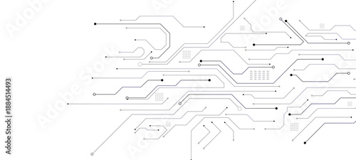 Abstract technology background. White circuit lines and connected dots on dark tech bg. Futuristic electronics concept.circuit board background	circuit board background