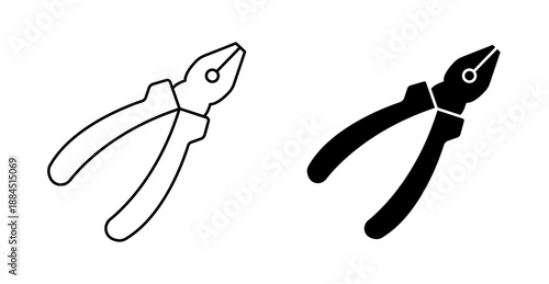 Plier Icon for Hand Tool, Mechanical Repair and Industrial Work Symbol