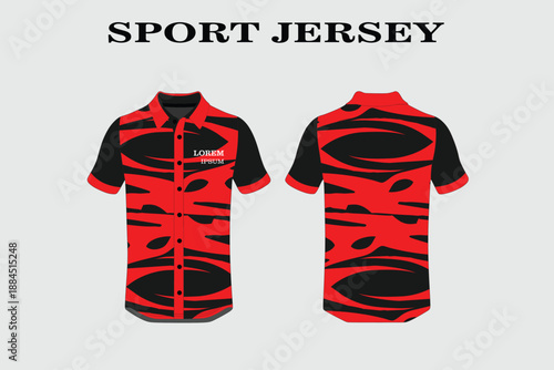 Bold Red and Black Sport Jersey Design with Unique Patterns for Active Wear Enthusiasts