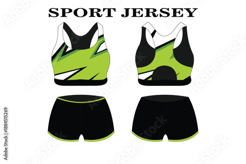Bright Green Sport Jersey Design with Unique Patterns for Athletic Wear and Fitness Apparel