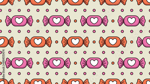 Pattern of heart-shaped candies Vector