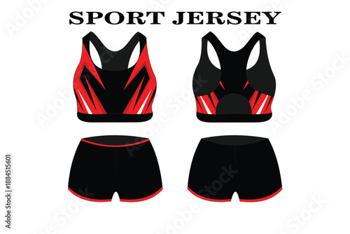 Stylish and Modern Sport Jersey Design Featuring Red and Black Color Scheme