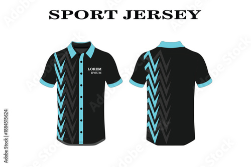 Stylish Black Sport Jersey with Vibrant Blue Accents and Contemporary Design for Athletes