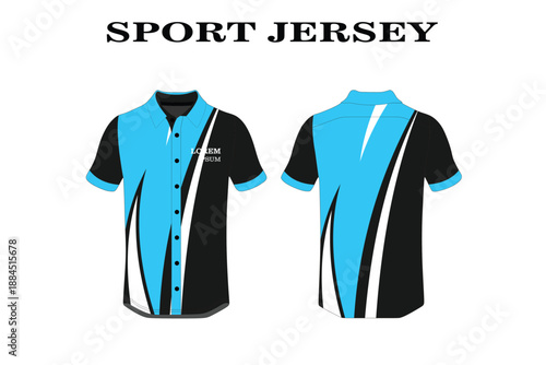 Stylish Sport Jersey Design with Blue and Black Color Scheme for Athletes and Teams